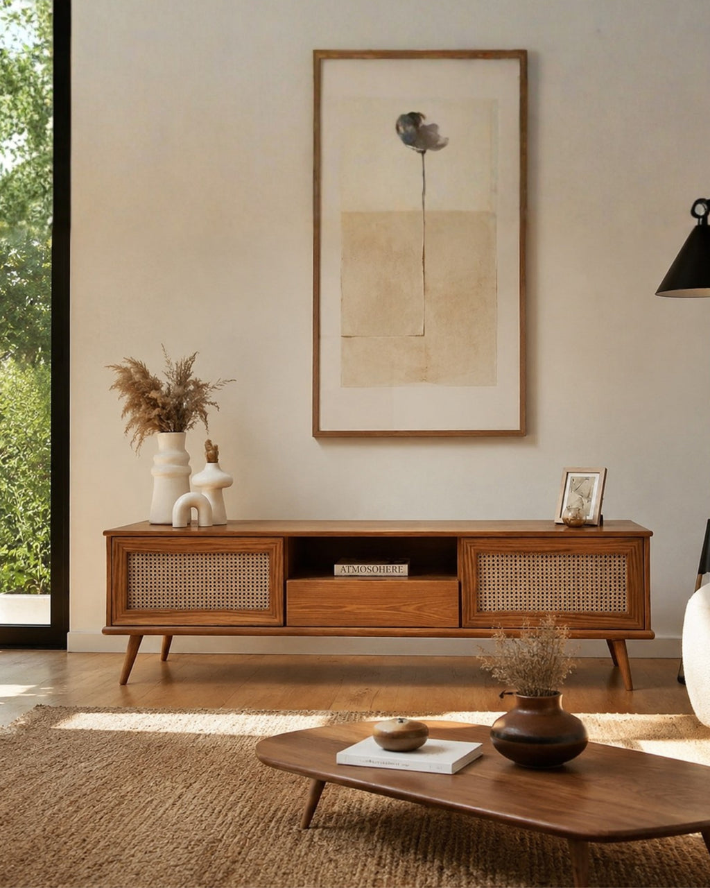Mid-Century Modern TV Unit - Red Beech Wood