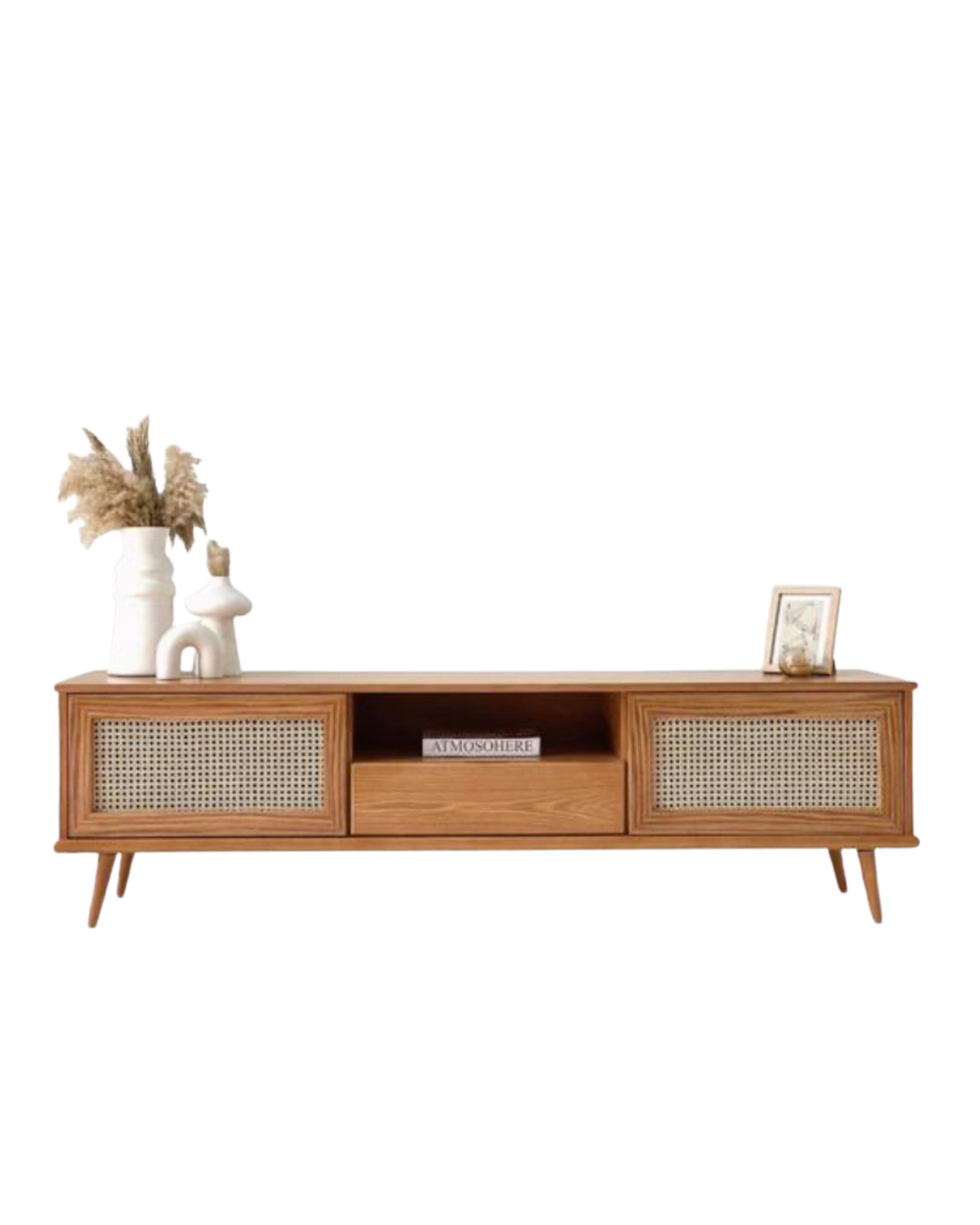 Mid-Century Modern TV Unit - Red Beech Wood
