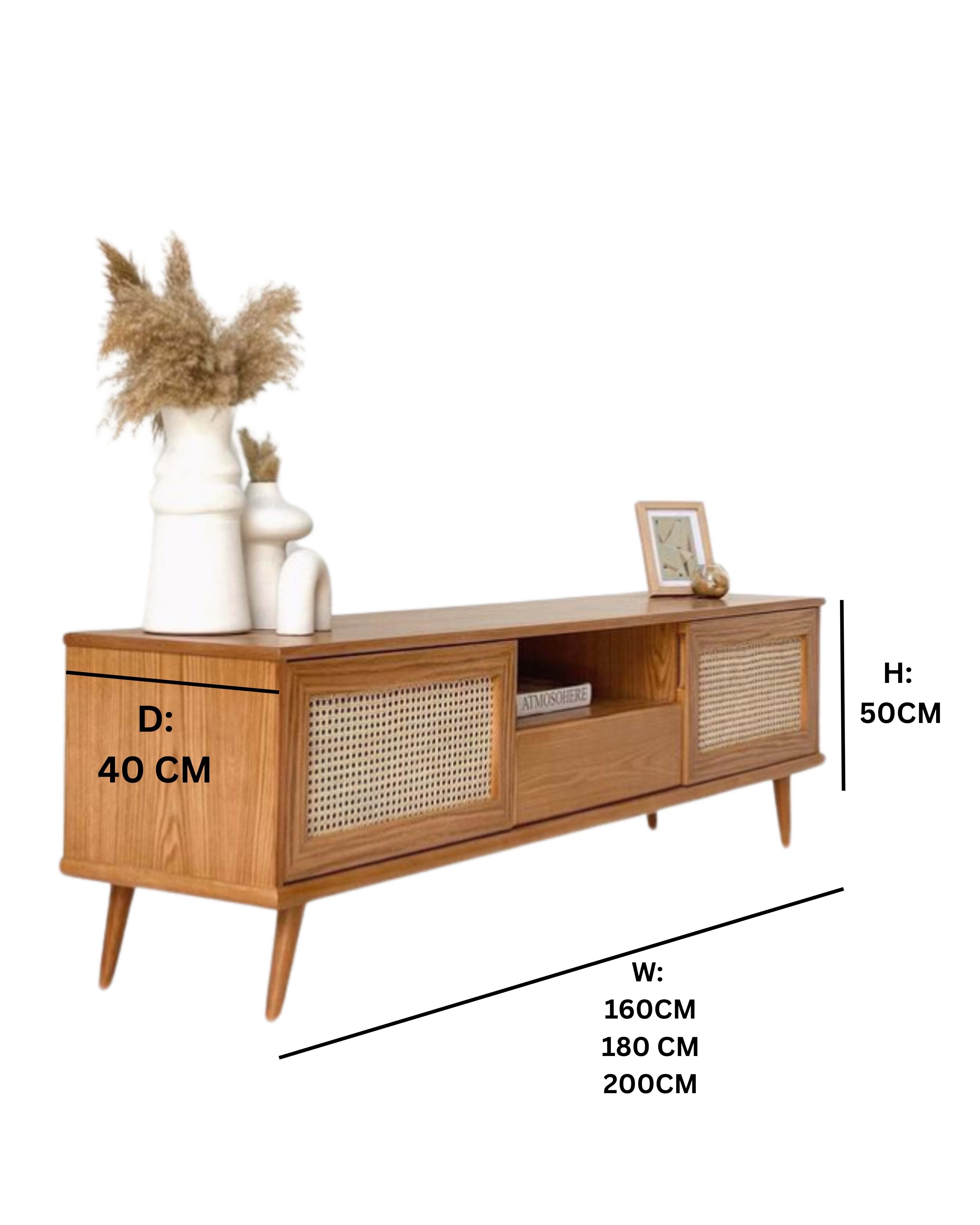 Mid-Century Modern TV Unit - Red Beech Wood