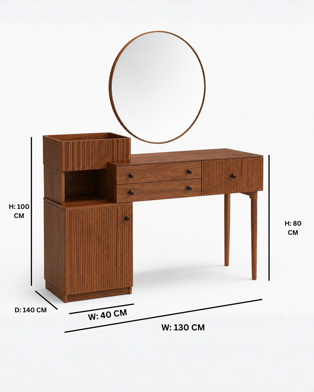 Slatted Wood Dressing Table