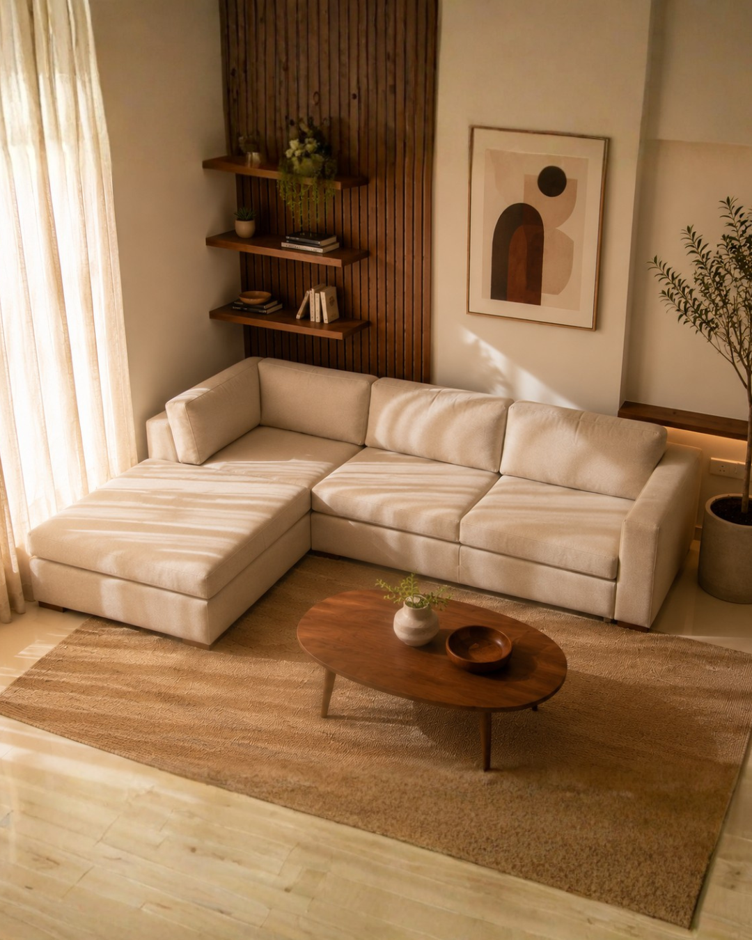 Storage & Sleeper Sectional L-Shape Sofa