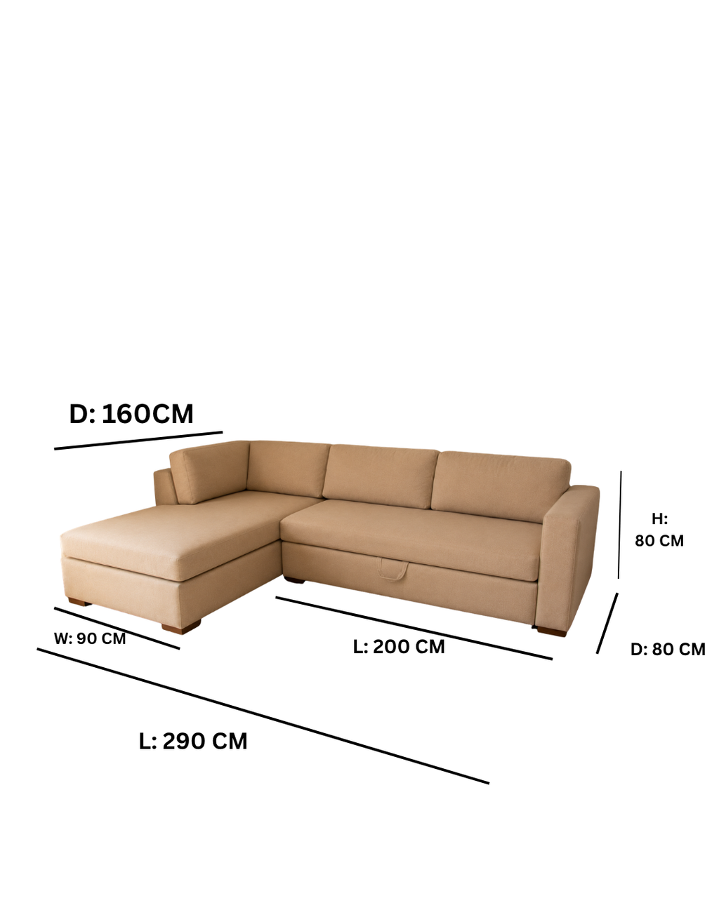 Storage & Sleeper Sectional L-Shape Sofa