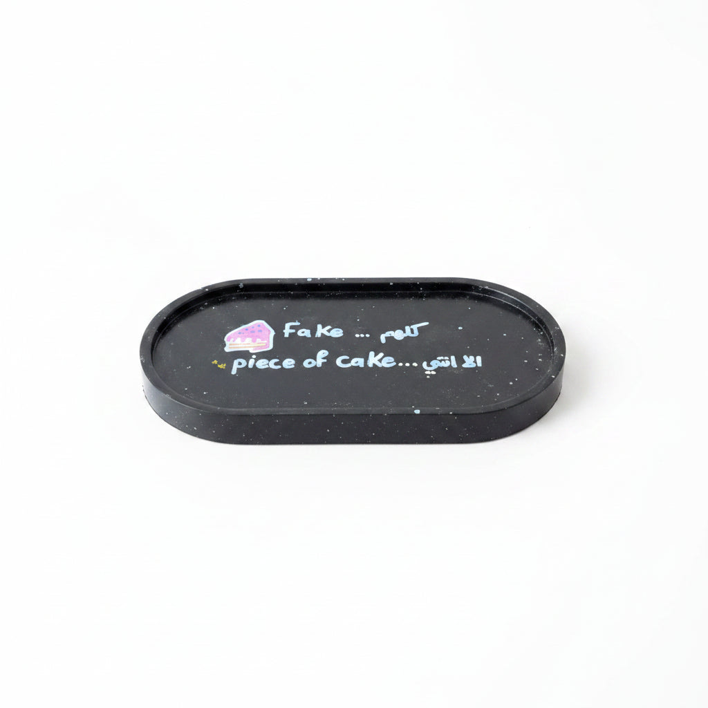 Hand Painted Concrete Oval Tray with Quote – Handmade Boho Home Decor Gift